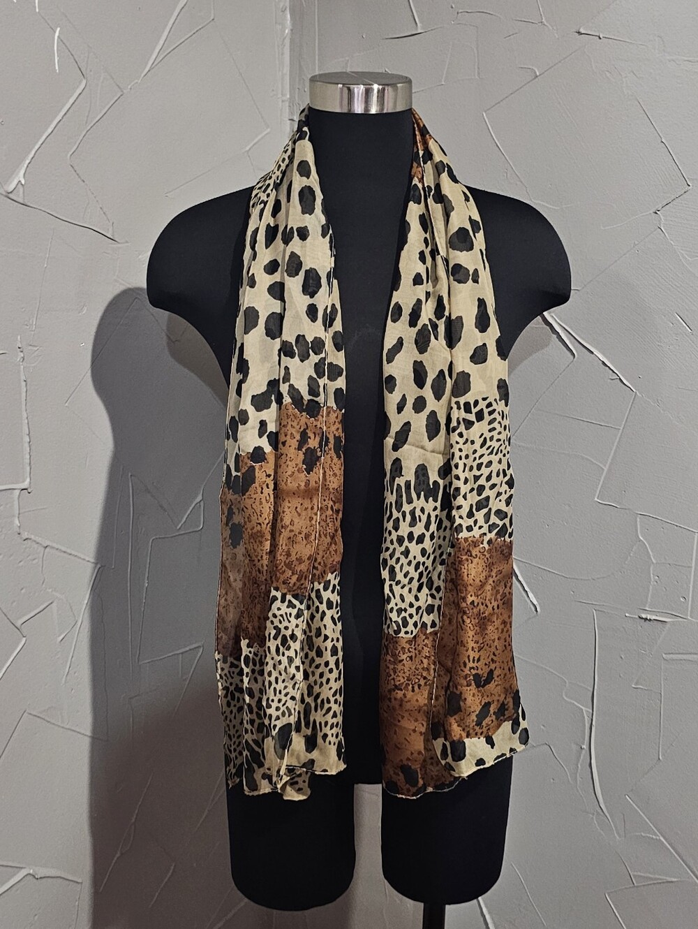 Leopard Print Lightweight Scarf in Brown and Cream